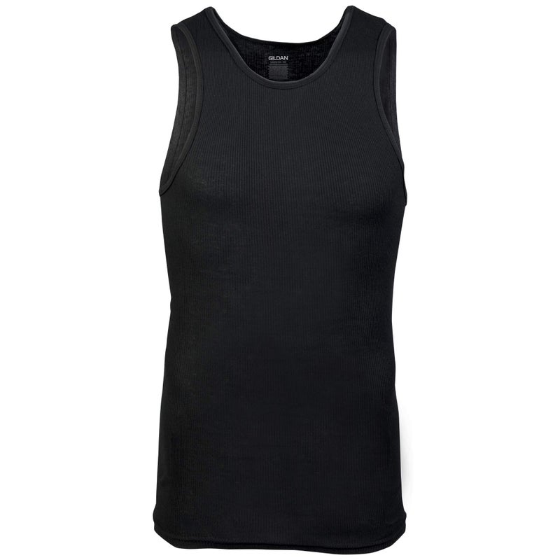 Gildan Men's A-Shirt Tanks, Multipack, Style G1104, Black (6 Pack), Small - Image 4